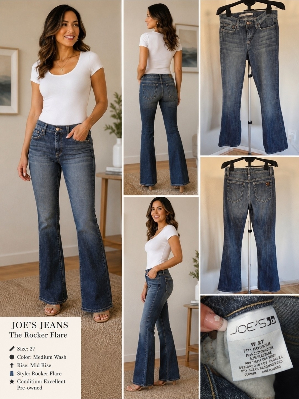 Joe's Jeans Rocker Flare in Medium Wash Blue Denim